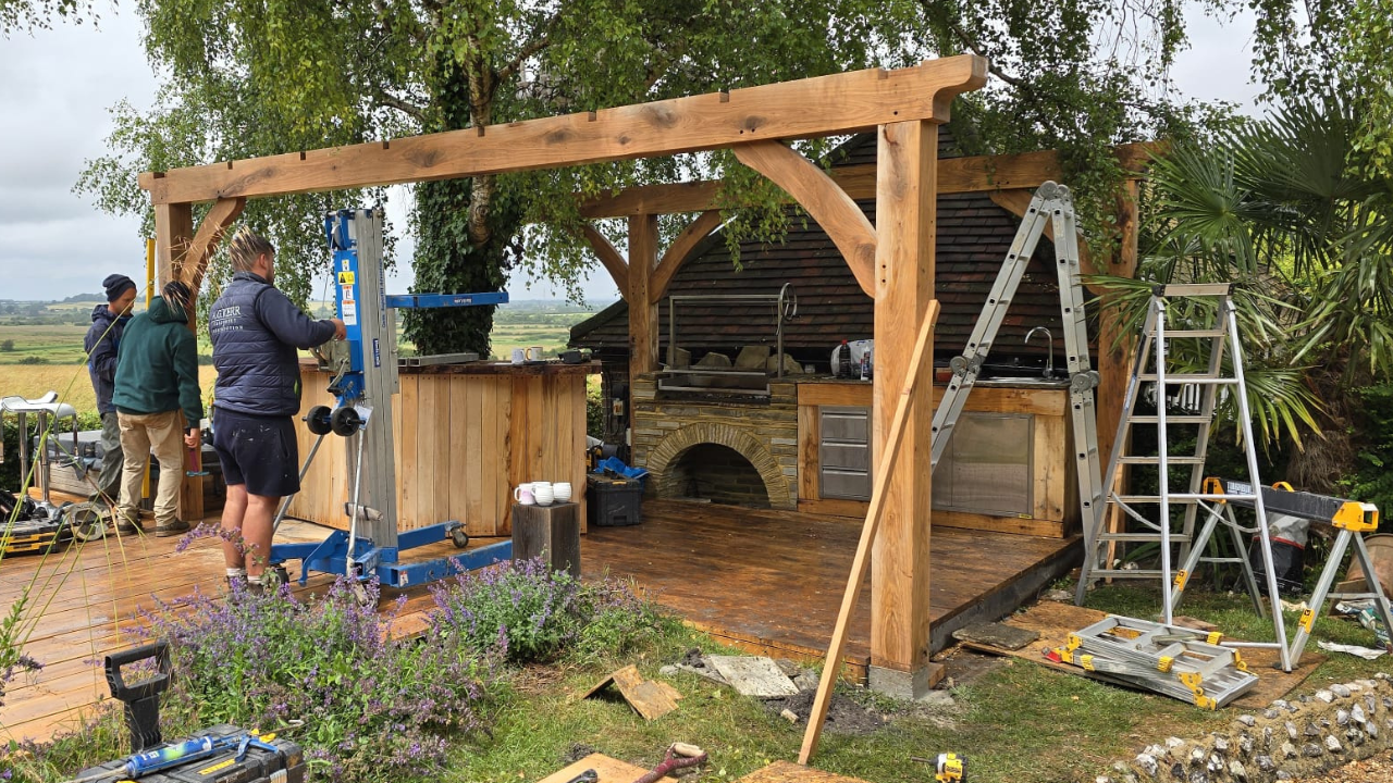 Oak Pergola under construction